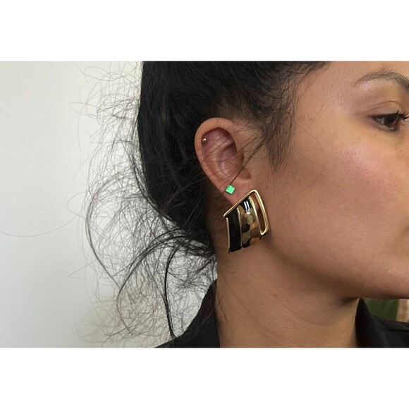 vtg 80s 90s pierced statement‎ earrings geometric colorful resin minimalist glam - Picture 5 of 5